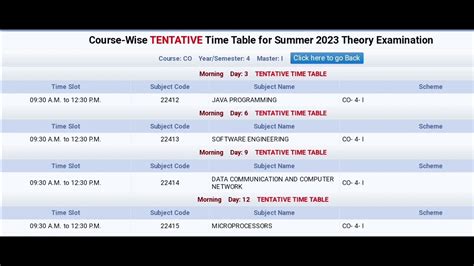 msbte time table 2024 summer